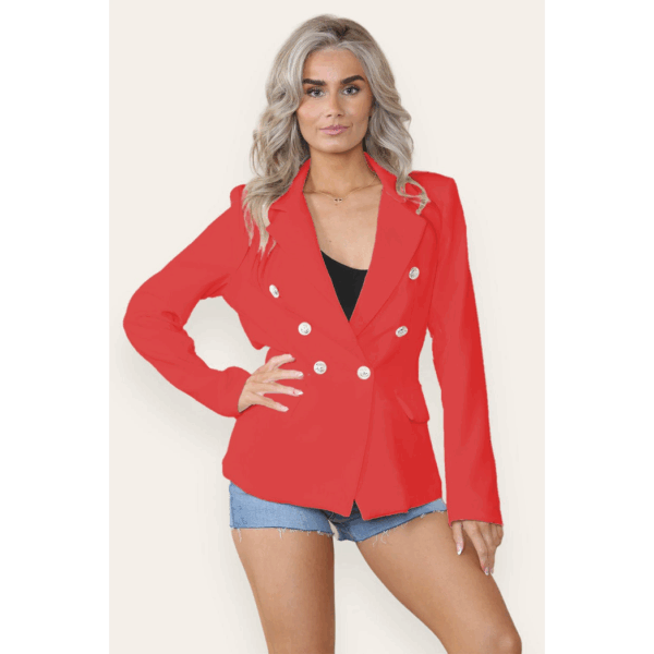 Chic Fitted Double Button Blazer Jacket - Effortless Style for Any Event - Image 3