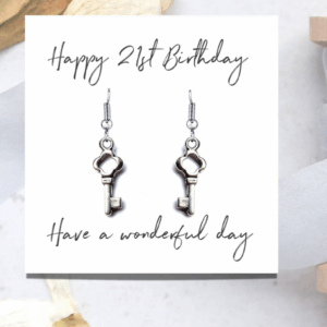 21st Birthday Silver Earrings with Heartfelt Message Card - Perfect Gift!