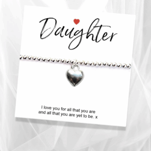 Daughter Heart Charm Bracelet & Message Card – Love You Always!
