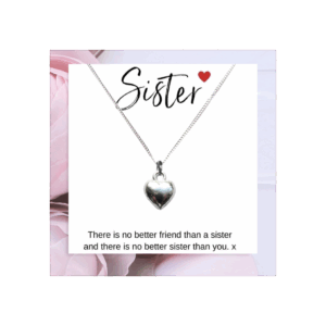 Sister Love Heart Necklace with Personal Message Card – Perfect Gift!