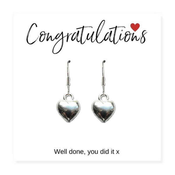 Celebrate You: Heart Charm Earrings & Thoughtful Congrats Card Gift - Image 4