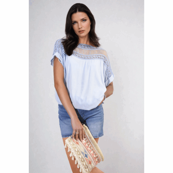 Sylvia Lace Insert Hollow Top: Elegance Meets Casual Chic! - Image 3