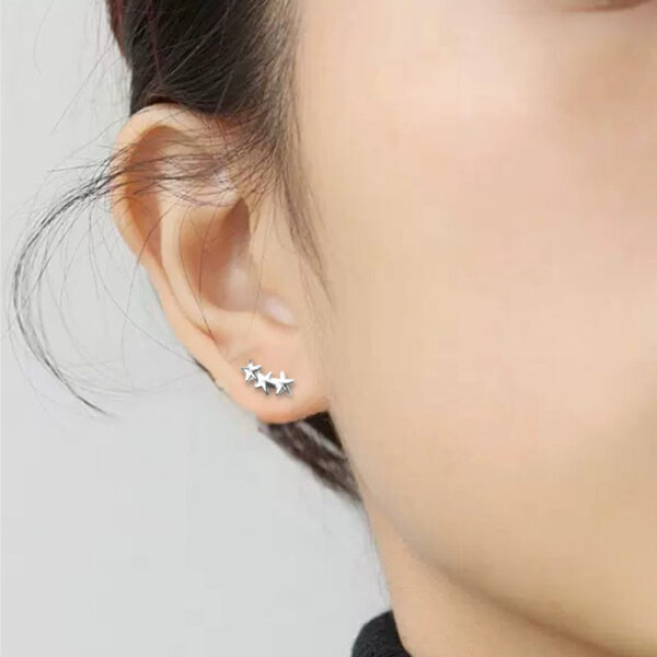 Celestial Charm: Triple Star Silver Stud Earrings for Every Occasion - Image 2