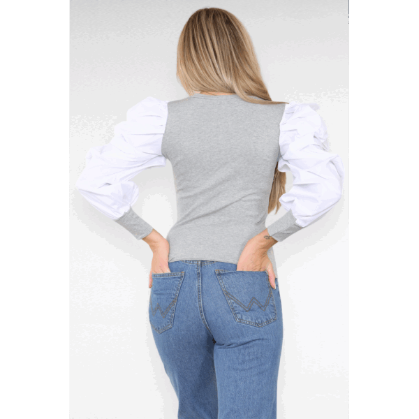 Chic Oversized Puff Sleeve Ribbed Top - Effortless Style for Every Occasion - Image 2