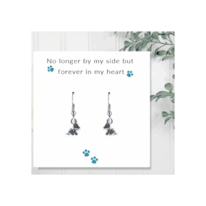 Heartfelt Dog Memorial Earrings on Message Card - Always in My Heart