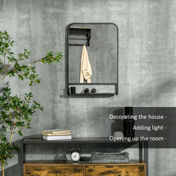 Stylish Square Wall Mirror with Shelf - Modern Home Decor & Utility, 70x50cm - Image 4