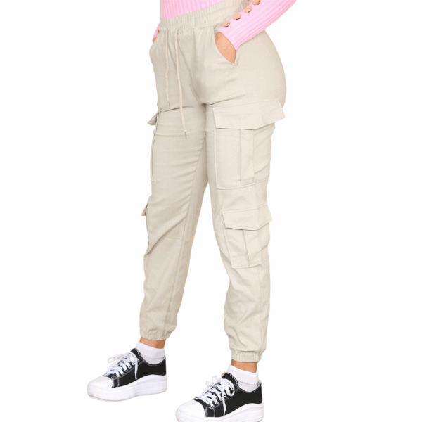 High-Waisted Cropped Cargo Pants for Women - Slim Fit Style - Image 5