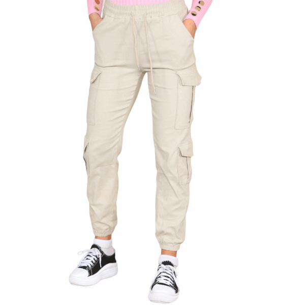 High-Waisted Cropped Cargo Pants for Women - Slim Fit Style - Image 4