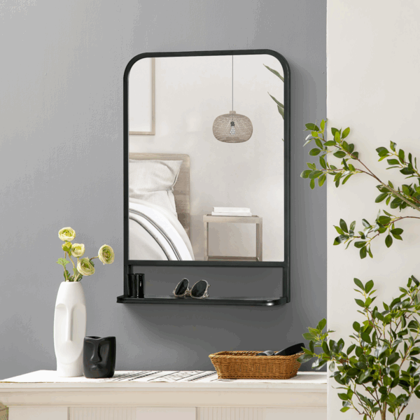 Stylish Square Wall Mirror with Shelf - Modern Home Decor & Utility, 70x50cm - Image 5