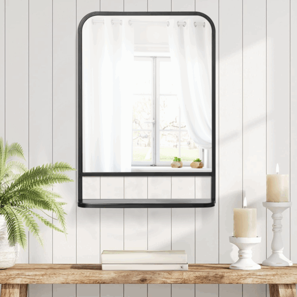 Stylish Square Wall Mirror with Shelf - Modern Home Decor & Utility, 70x50cm - Image 6