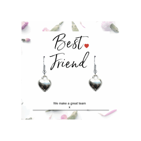 Heartfelt Best Friend Earrings with Custom Message Card - Perfect Gift!
