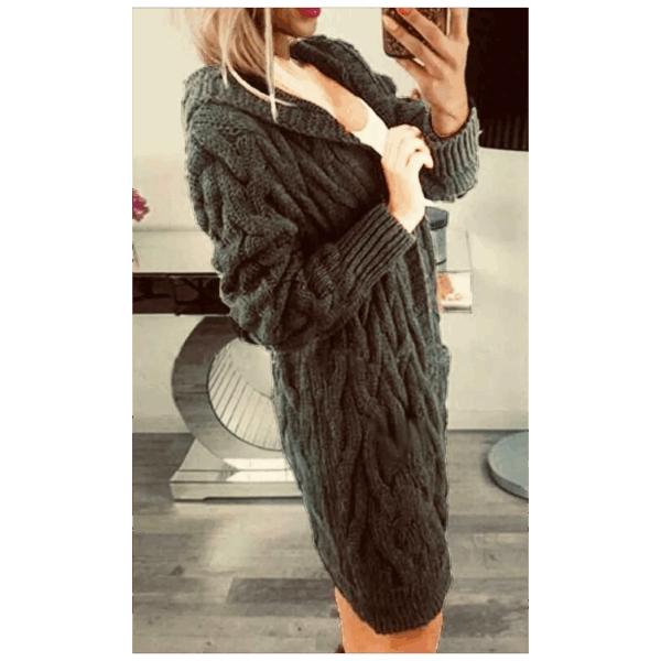 Chic Ladies Cable Knit Hooded Cardigan - Cozy Comfort for Every Season! - Image 4