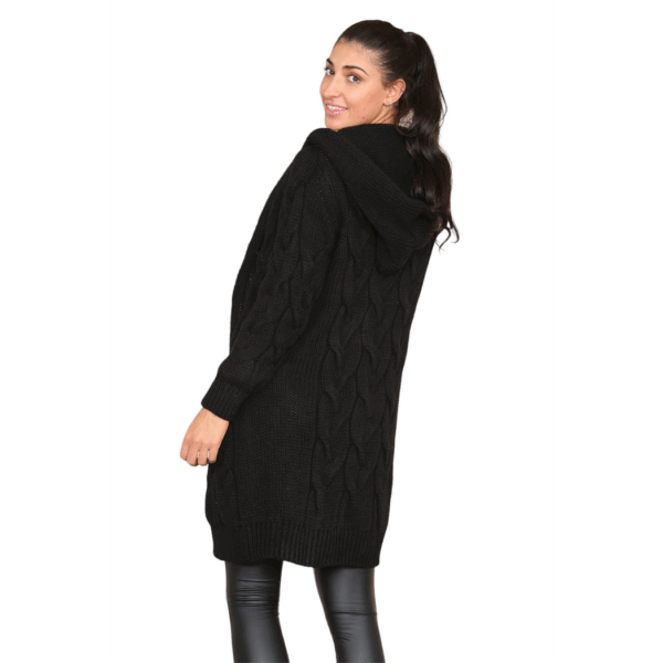 Elegant Italian Knitted Hooded Cardigan - Cozy Oversized Luxe Style - Image 2