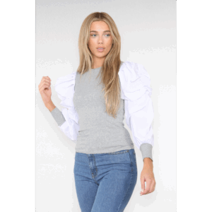 Chic Oversized Puff Sleeve Ribbed Top - Effortless Style for Every Occasion