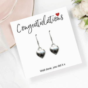 Celebrate You: Heart Charm Earrings & Thoughtful Congrats Card Gift