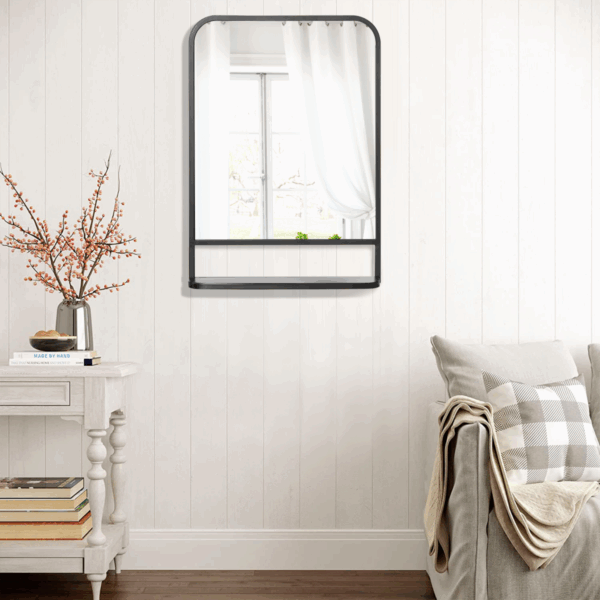 Stylish Square Wall Mirror with Shelf - Modern Home Decor & Utility, 70x50cm - Image 8