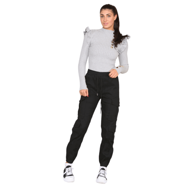 High-Waisted Cropped Cargo Pants for Women - Slim Fit Style - Image 7