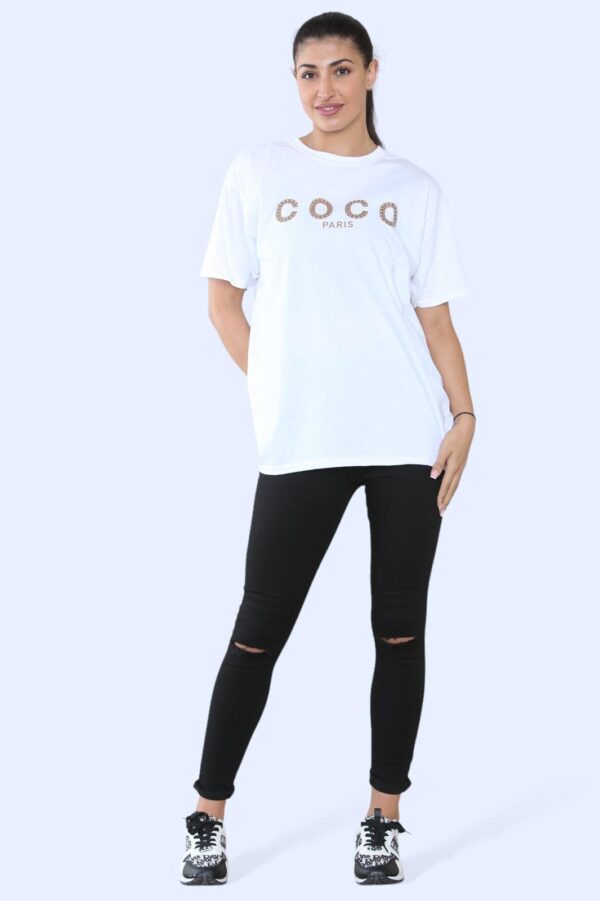 Chic Coco Paris Women's Printed Short Sleeve Tee – Effortless Style! - Image 2