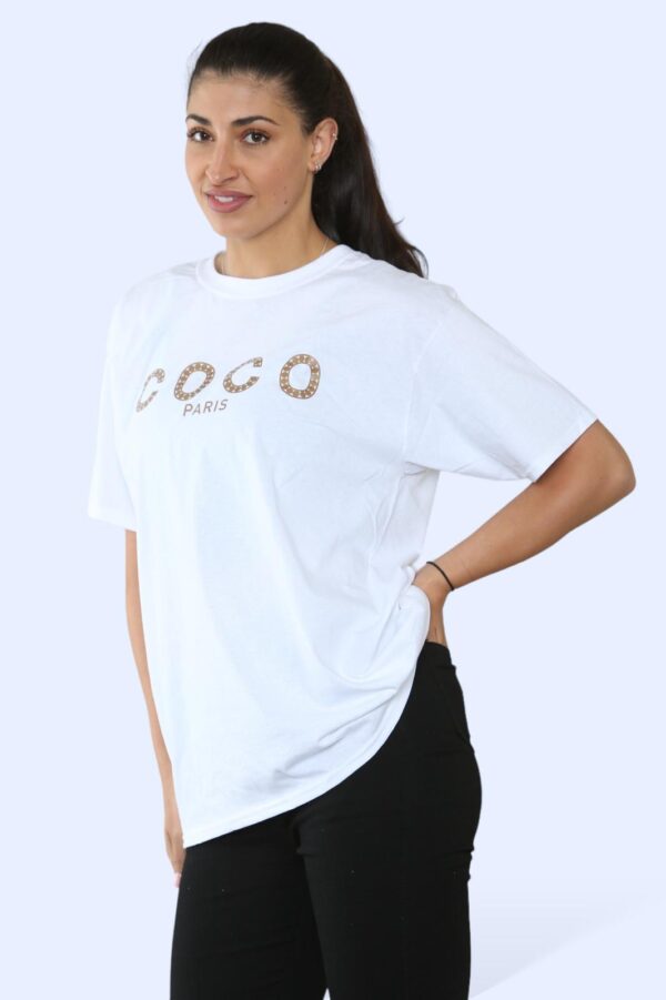 Chic Coco Paris Women's Printed Short Sleeve Tee – Effortless Style! - Image 3