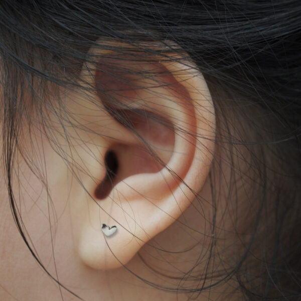 Adorable Little Heart Sterling Silver Stud Earrings for Your Precious Girl - Image 2