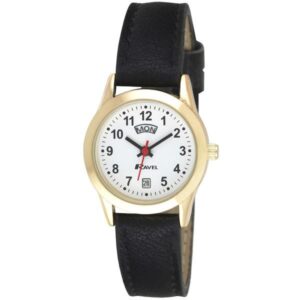 Ravel R0706 Women's Elegant Day-Date Watch with Faux Leather Strap