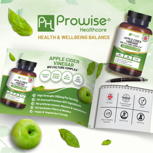 Bio Cultures Apple Cider Vinegar Capsules 1300mg - Vegan, Made in UK, 180 Count - Image 5