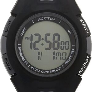 Acctim 'Alarme' Radio Controlled Digital Sports Watch - Precision Timing, Black