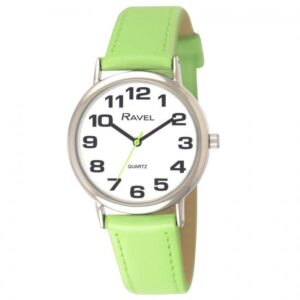 Ravel Classic Unisex Big Dial Lime Green Leather Strap Watch - R0105.13.11A