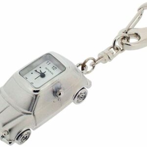 Silver Mini Car Clock Keychain - Gift Time Products Unisex Alloy Accessory