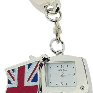Union Jack Mini Clock Keychain - Silver Chrome, Unisex Gift - Clearance!