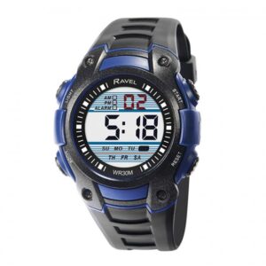 Ravel Men's 3ATM Digital Sports Watch - Bold Black & Blue Style