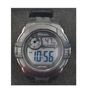 Ravel 3ATM Men's Digital Sports Watch - Sleek Black/Silver Style & Function