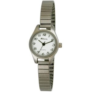 Ravel Ladies Cocktail Watch: Elegant White Dial with Silver Expander