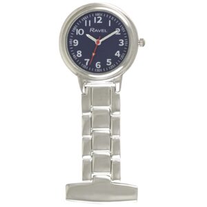 Ravel Nurse Fob Watch: Blue Dial, Silver Tone - Classic & Luminous Style!