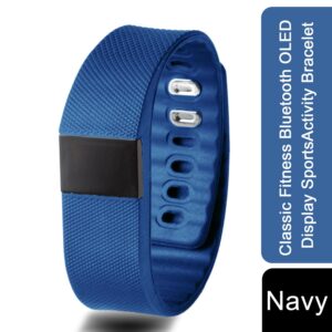 BAS-Tek Classic Fitness Tracker - Bluetooth OLED Sports Bracelet in Navy