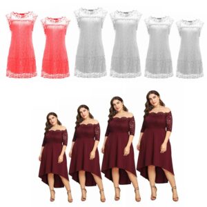Chic Mini Lace Summer Dress for Women - Effortless Elegance in White & Coral