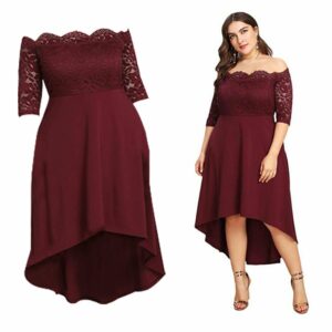 Elegant Flo Wine Midi Party Dress – Sizes XL to 4XL for Every Occasion