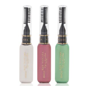 Vibrant Aquarius Hair Mascara: Washable Red, White & Green Set of 3