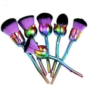 Enchanting Rose Makeup Brush Set: 6-Piece Beauty & the Beast Inspired Collection