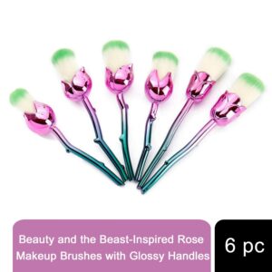 Enchanting Rose Makeup Brush Set - 6 Soft & Stylish Brushes for Flawless Glam
