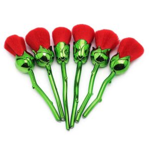 Enchanting Rose Makeup Brush Set - 6 Elegant Brushes for Flawless Beauty