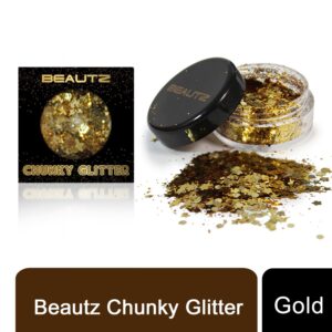 Beautz Gold Chunky Glitter: 10ml Pot for Eye, Nail & Body Art Magic!