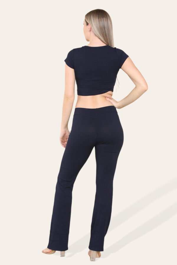 Chic Cropped Ribbed Loungewear Set with Tie Belt - Effortless Style! - Image 6