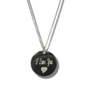 Engraved 'I Love You' Disc Necklace with Heart - Perfect Gift for Her!