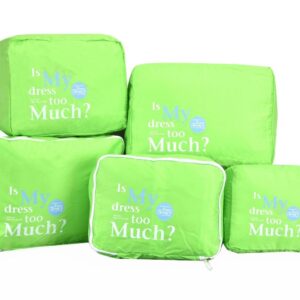 Vinsani Green Travel Organizer Set: 5-Piece Luggage Pouch for Effortless Packing