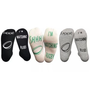 VINSANI Eye-Catching 'I'm Watching Rugby' Cozy Ankle Socks for All Fans