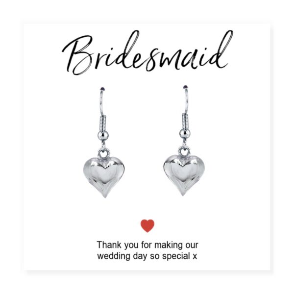 Bridesmaids Heart Earrings & Thoughtful Thank You Card Gift Set - Image 2