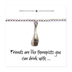 Cheers to Friendship: Funny Wine Bottle Charm Bracelet Gift