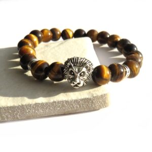 Bold Men's Tiger's Eye Lion Head Bracelet - Grounded Style & Vitality