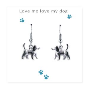 Adorable Sterling Silver Dog Earrings with 'Love Me Love My Dog' Card
